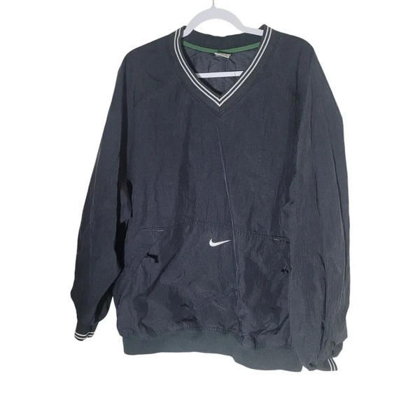 Nike Windbreaker Jacket Men's Size XL Black Embroidered Center Swoosh Pullover - Picture 1 of 10